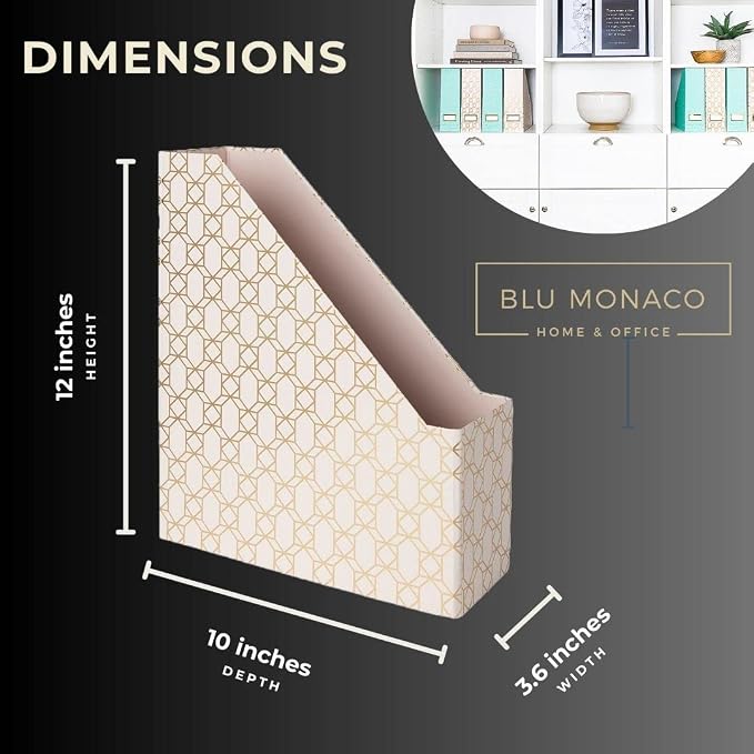BLU MONACO | Set of 4 Foldable Pink & Aqua Magazine File Holders - Image 7