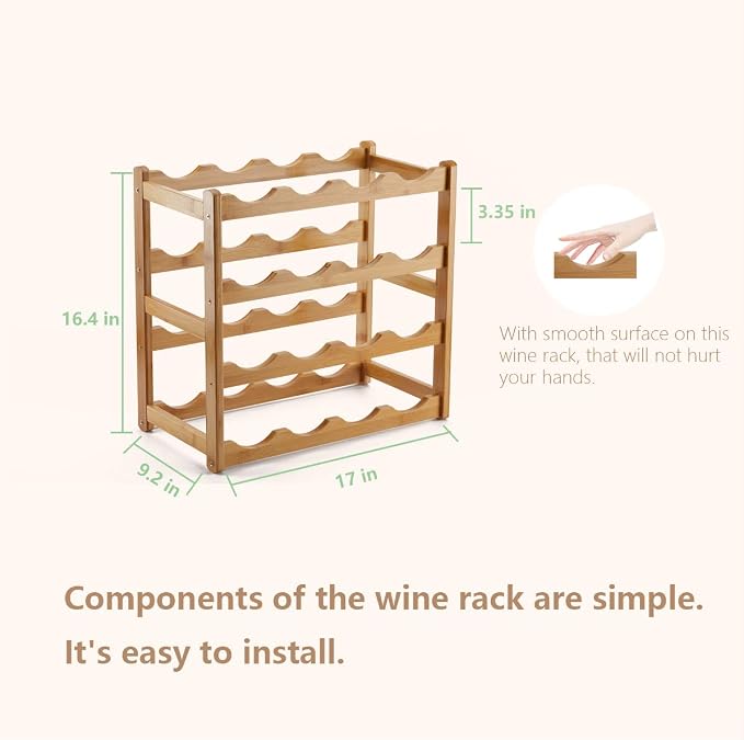 Bamboo Wine Rack, Sturdy and Durable Countertop Wine Storage Cabinet Shelf - Image 7
