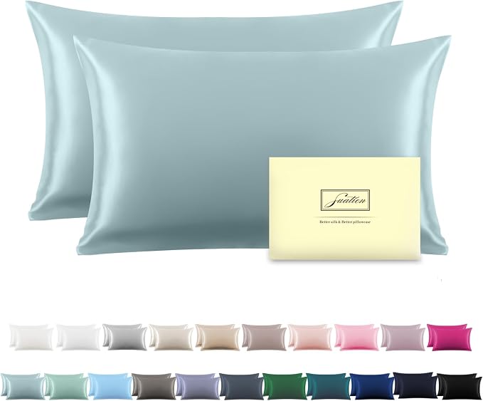 Silk Pillowcase for Hair and Skin, Breathable and Sliky Pillow Case, Both Sides by Suatien