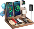 Wood Phone Docking Station Dual Phone Wireless Charging Station Organizer by BaitengTech
