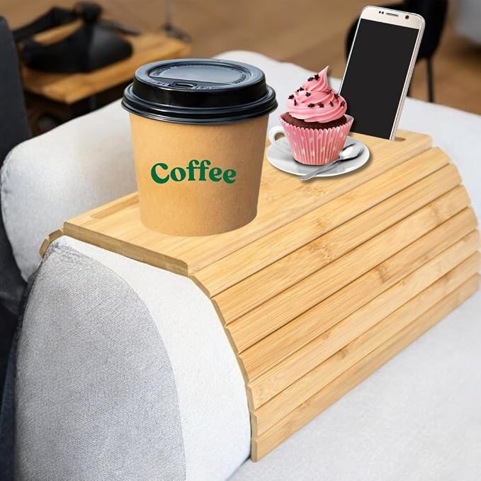 Bamboo Sofa Arm Tray, Couch Arm Table Caddy - Image 9