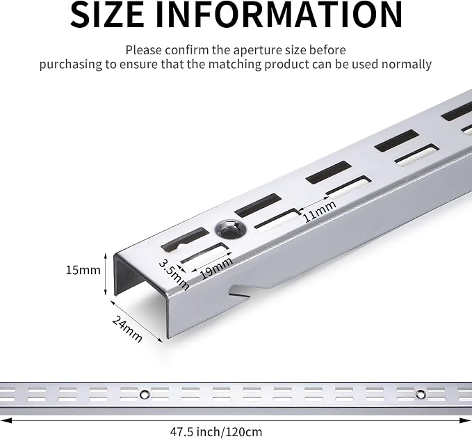 6 Pcs 47.5 Inches Shelf Rails Bracket Track Upright Closet System Hardware - Image 3