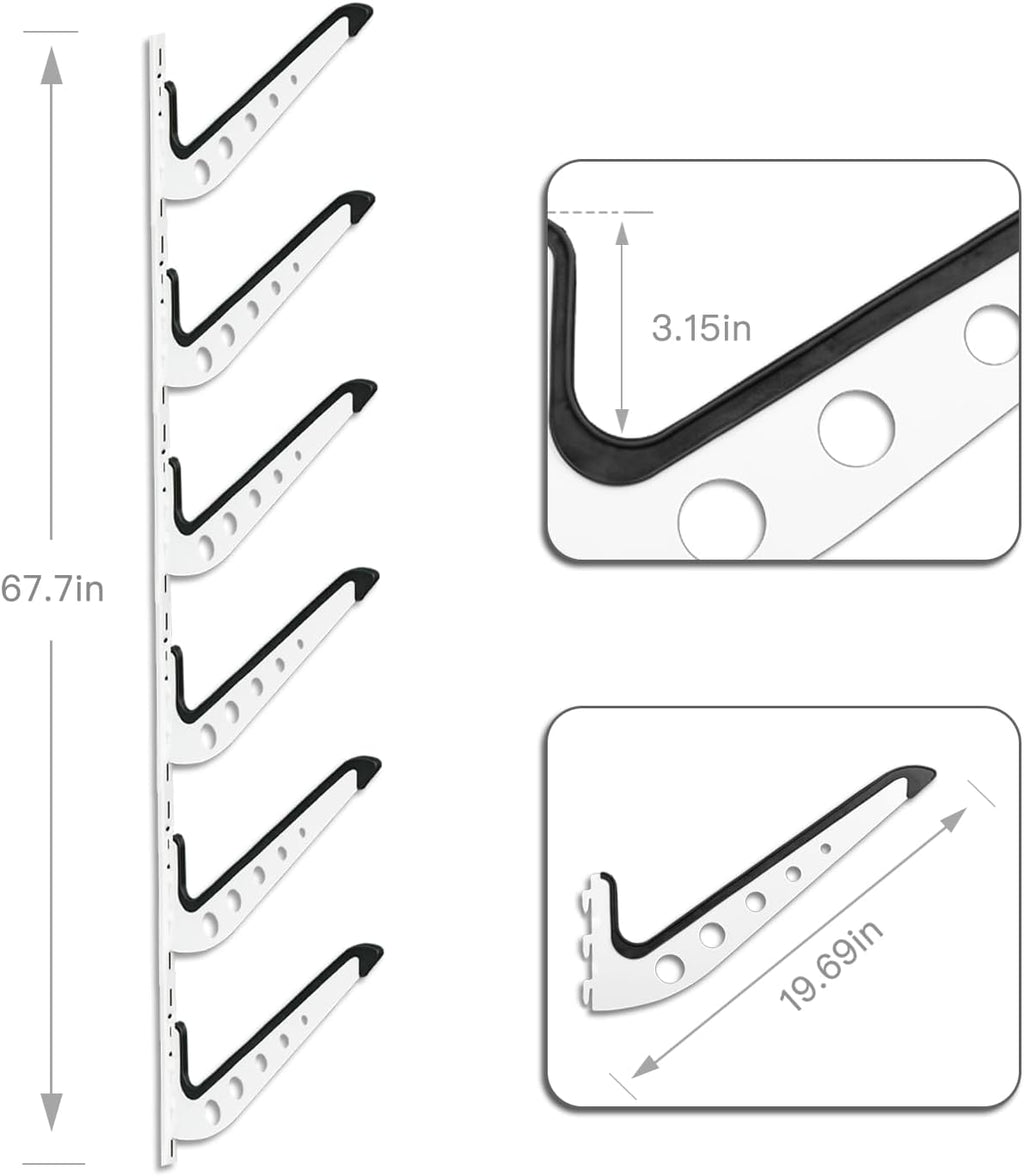 ShouRong Snowboard Wall Mount, Adjustable 5/6 Board Surfboard Rack