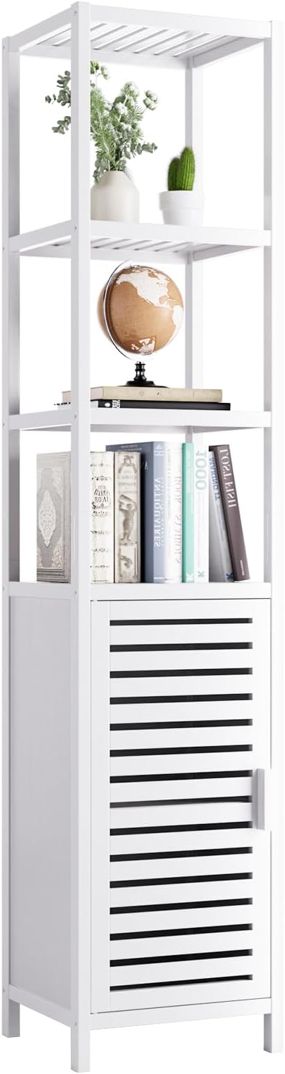 HITNET Bathroom Tall Cabinet, Floor Standing Bamboo Storage Cabinet by HITNET