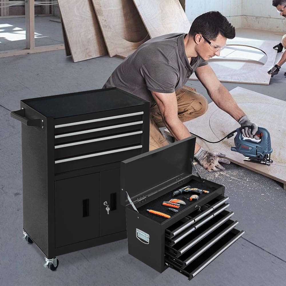 13-Drawer Double Doors Handle Rolling Tool Chest, 2 in 1 Detachable