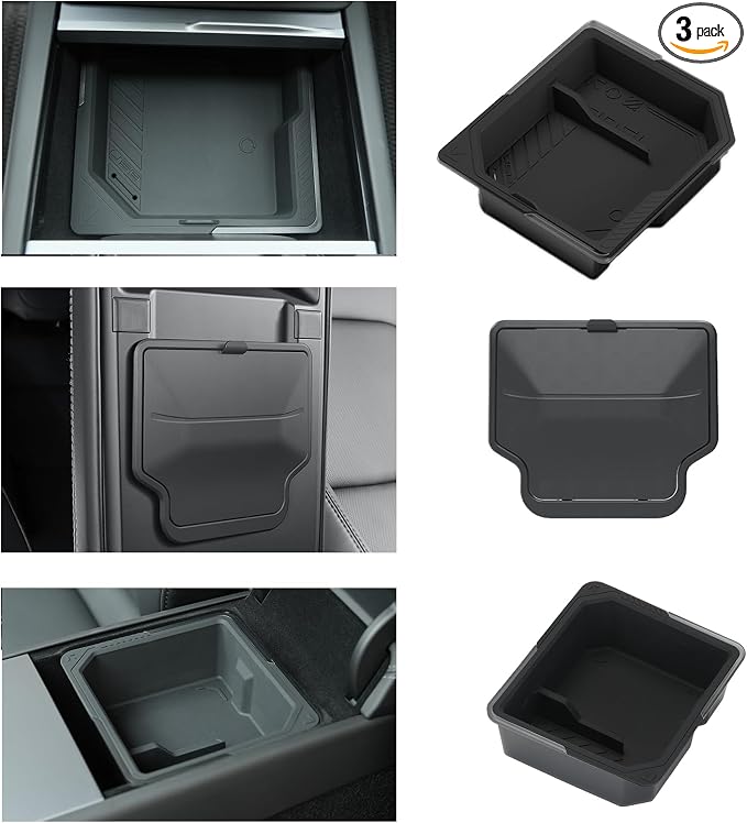 Center Console Organizer for 2025 2026 Tesla Model Y Juniper – 3PCS Hidden by JAWJUT