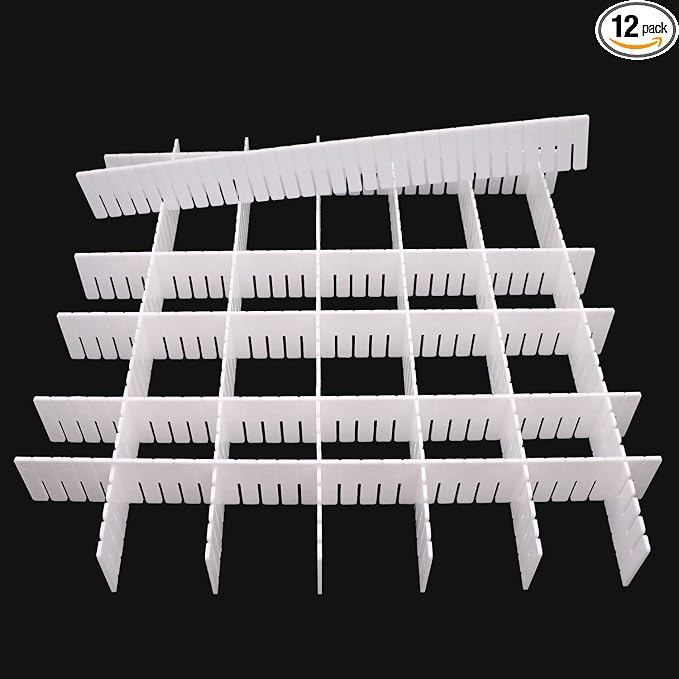 12Pcs Adjustable Drawer Dividers 0.1Inch Thickness DIY Grid Dividers 40x5cm by DUTWROY