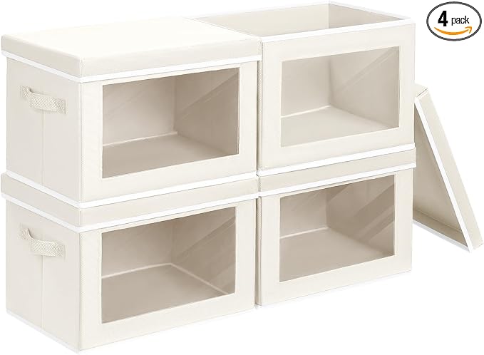Fabric Storage Bins with Lids, Decorative Storage Boxes, Closet Storage Bins by Homsorout