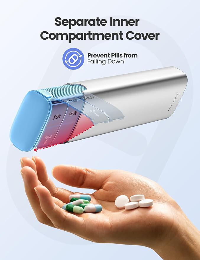 VAYDEER Metal Weekly Pill Organizer – Moisture-Proof Travel Pill Organizer - Image 5