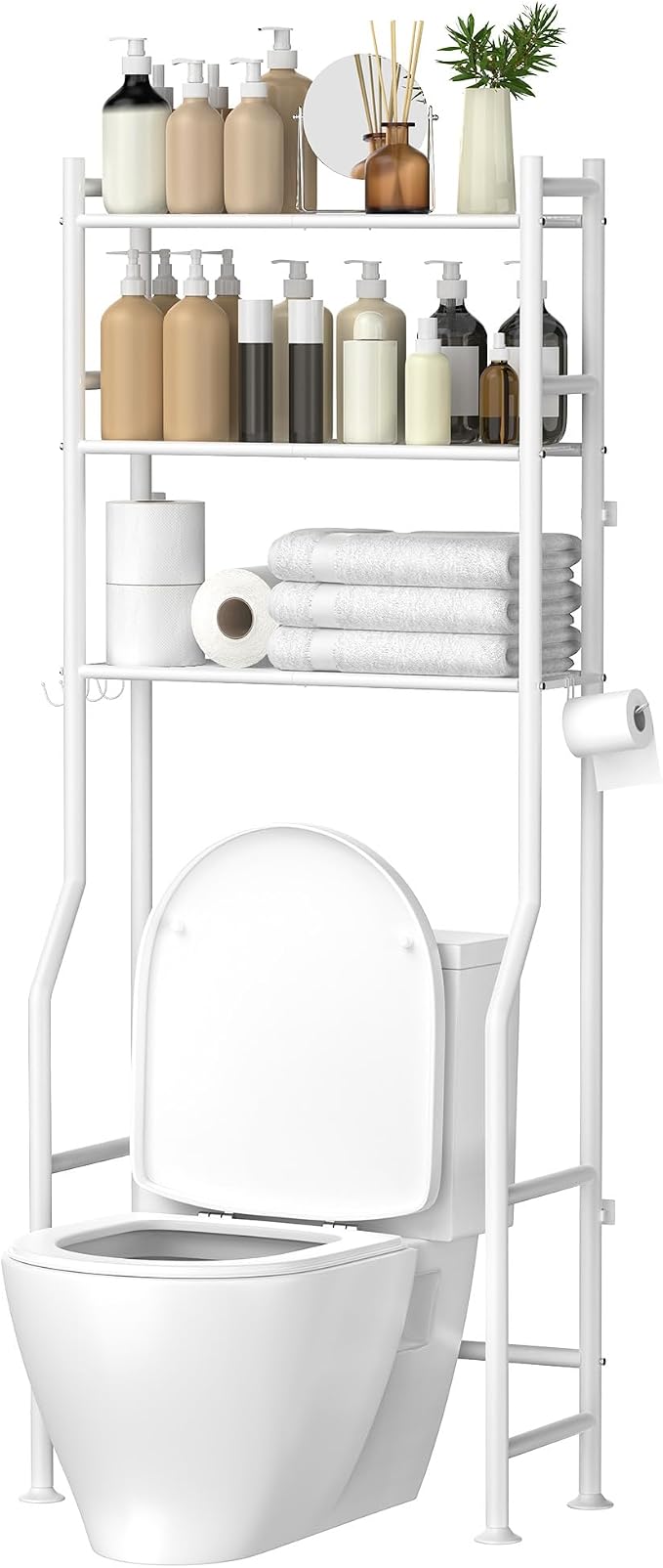 3-Tier Over The Toilet Storage, Space Saver Metal Bathroom Shelves, by QualityHomewareTimlessComfort