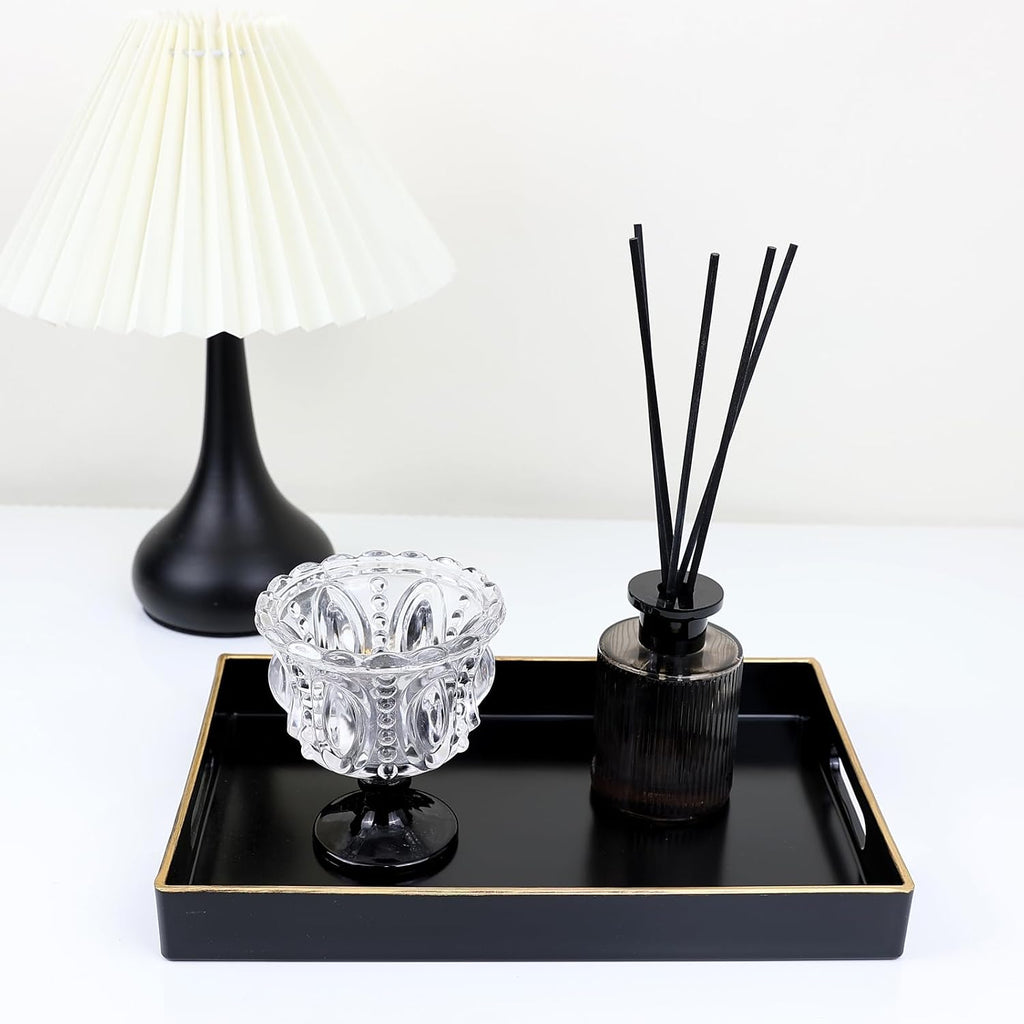 Spsyrine Black Bathroom Vanity Tray with Handles for Dresser Tops