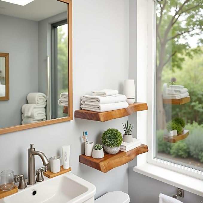 Solid Wood Floating Shelves Set of 2 - Image 2