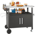 Grill Cart Table with Big Storage Cabinet, Movable Outdoor Dining Cart Pizza by Kendane