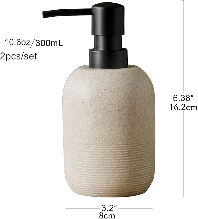 2pcs/Set Beige Hand Soap Dispenser Sets, Resin Liquid Soap Dispenser - Image 4