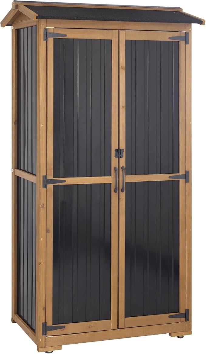 Large Outdoor Storage Cabinet, Wood Outdoor Storage Shed - Image 9
