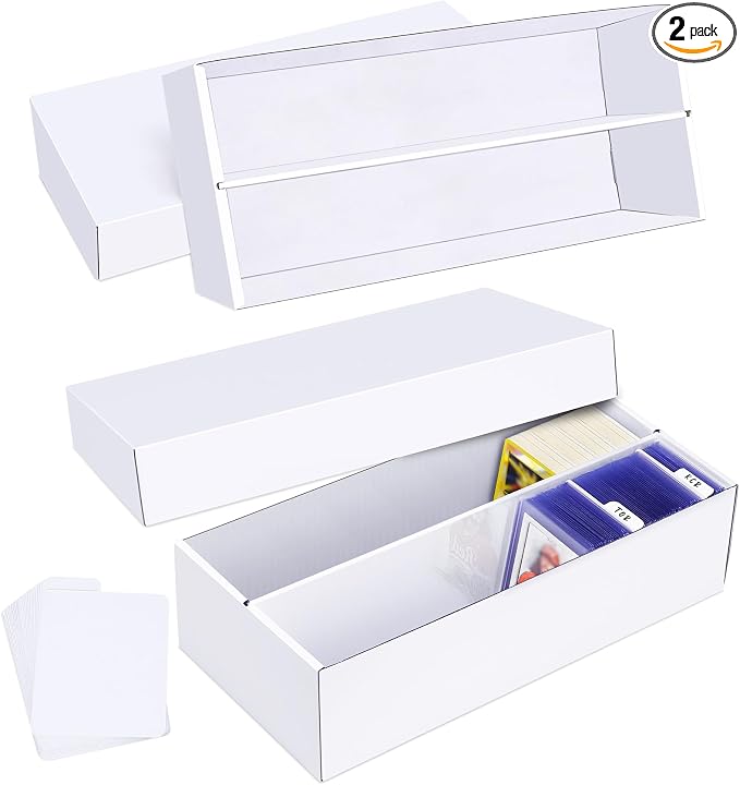Trading Card Storage Box 2 Pack–1600 Count Cardboard Organizer by Leyzan