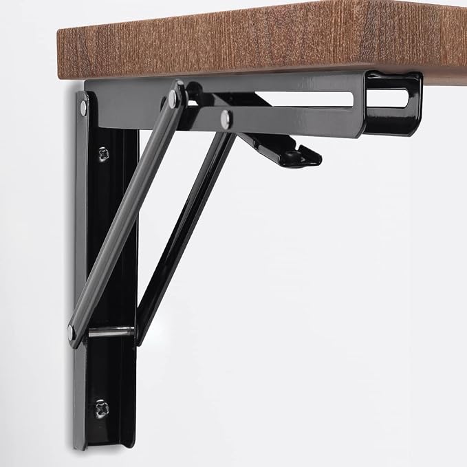 YUMORE 16 Inch Folding Shelf Brackets, Heavy Duty Collapsible Shelf Bracket - Image 4