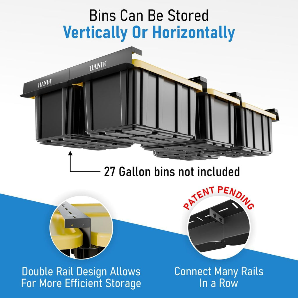 USA Based Overhead Garage Storage Rack, Connectable Heavy Duty Metal