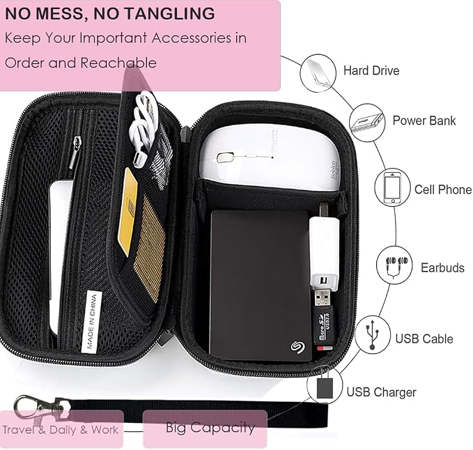 External Hard Drive Case, Shockproof Hard EVA Carrying Case Electronics - Image 3