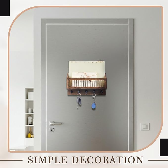 Magnetic Mail and Key Holder for Wall Fridge Wooden Mail Organizer - Image 6