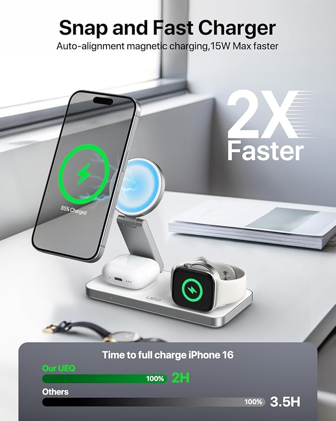 Foldable 3 in 1 Wireless Charging Station - Image 2