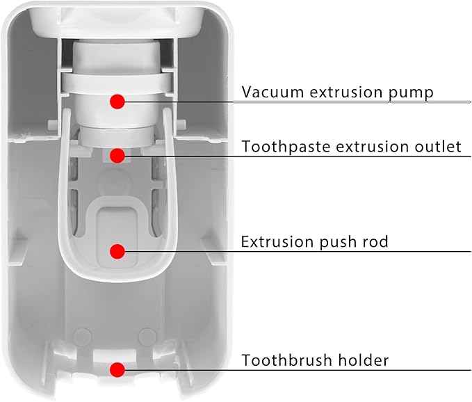 2 Slot Toothbrush Holder and Toothpaste Dispenser Wall Mounted, Automatic - Image 4