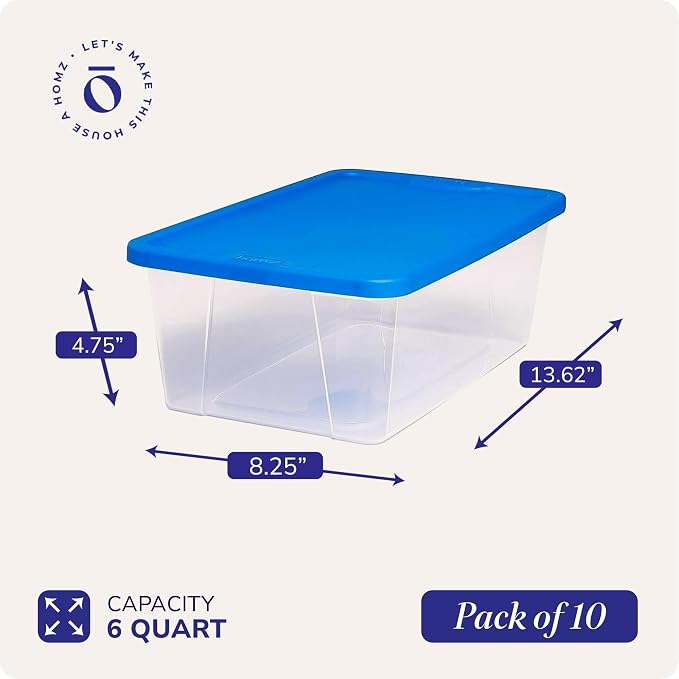HOMZ 10-Pack Snaplock, Small Clear Plastic Storage Organizer Bins w/Lids - Image 4