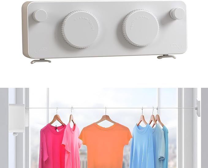 Retractable Clothesline Heavy Duty Clothes Drying Laundry Line Wall Mounted by JOOM