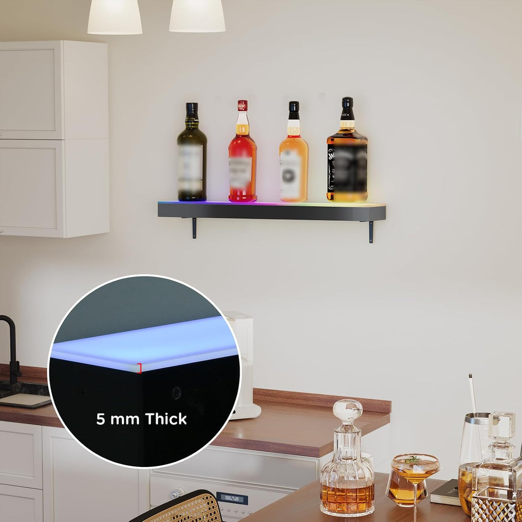 Dethan 1 Tier 24 Inch LED Lighted Liquor Bottle Display Shelf - Wine