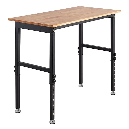 VEVOR Adjustable Workbench, 1500 lbs Capacity, 48 x 24 Inch Oak Wood Top - Image 9
