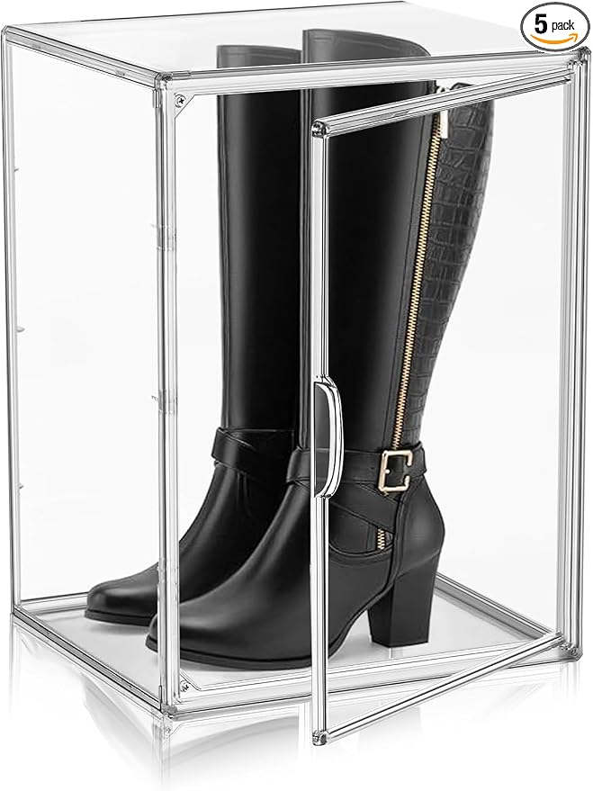Tall Boot Storage Box 5 Pack, XX-Large Acrylic Shoe Box Sneaker Display Case by DAYOOH