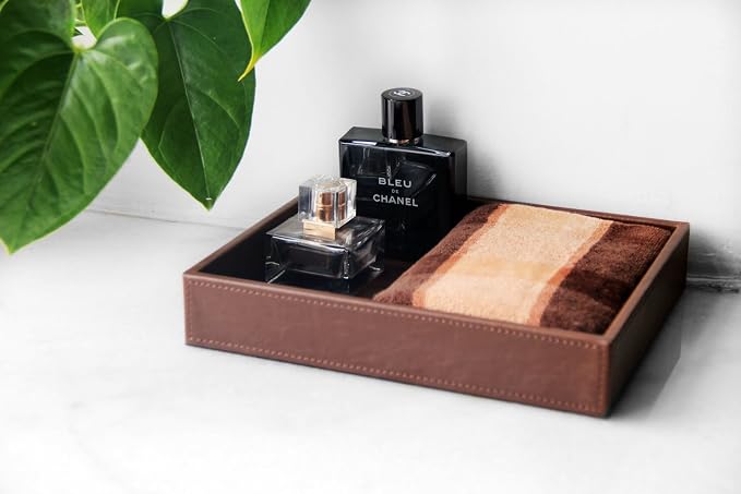 Vixdonos Leather Valet Tray Rectangular Catchall Tray Counter Organizer - Image 4