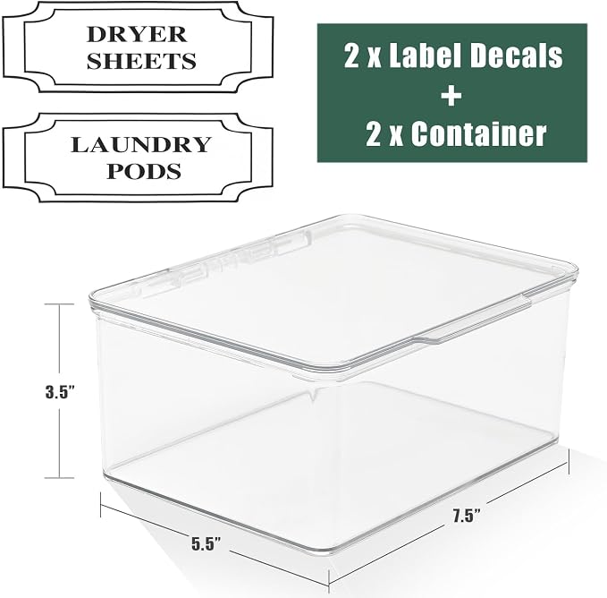 SSTATES Clear Acrylic Dryer Sheets Holder, Flip-top Laundry Pods Container - Image 6