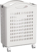 Rolling Laundry Hamper with Wheels White Plastic Storage Bin with Handles by HomePage