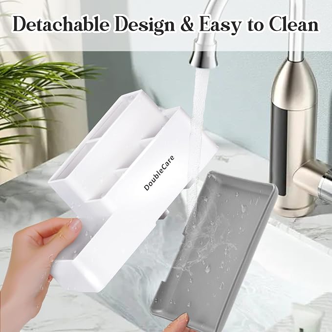 Toothbrush Holder with Anti-Slip, Bathroom Organizer Countertop Detachable - Image 2