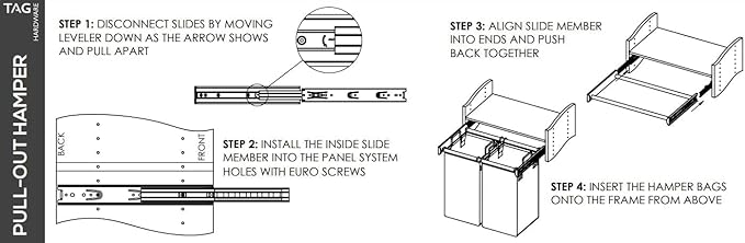 TAG Hardware Full Extension Pullout Laundry Hamper - Image 7