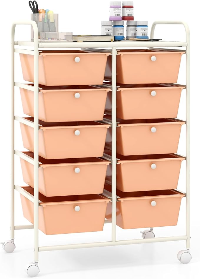 Giantex 10 Drawers Rolling Cart, Classroom Organizers, Storage Cart by Giantex
