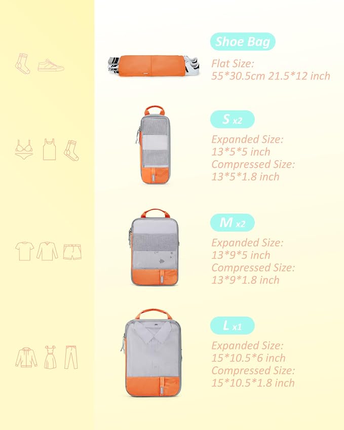 BAGSMART 6 Set /4 Set/2 Set Compression Packing Cubes - Image 2