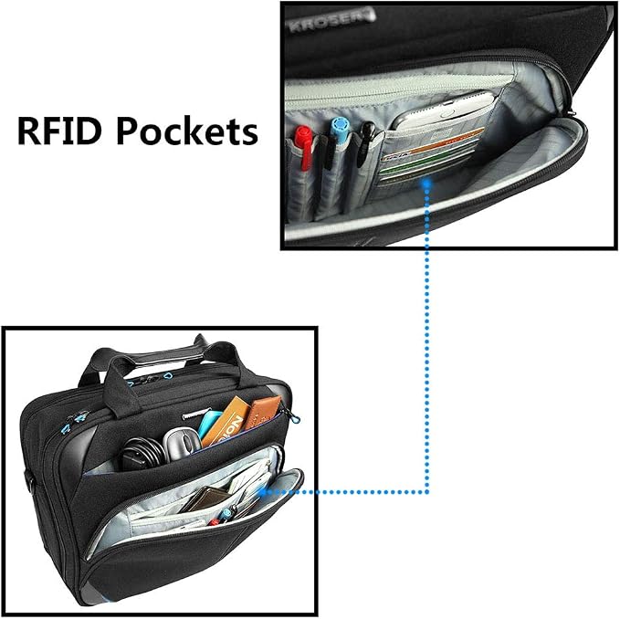 KROSER Laptop Bag 15.6 Inch Briefcase Messenger Bag Water Repellent Computer - Image 5