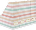 BLU MONACO Set of 4 Foldable Magazine Holders in Pastel Stripes | Cardboard by Blu_Monaco