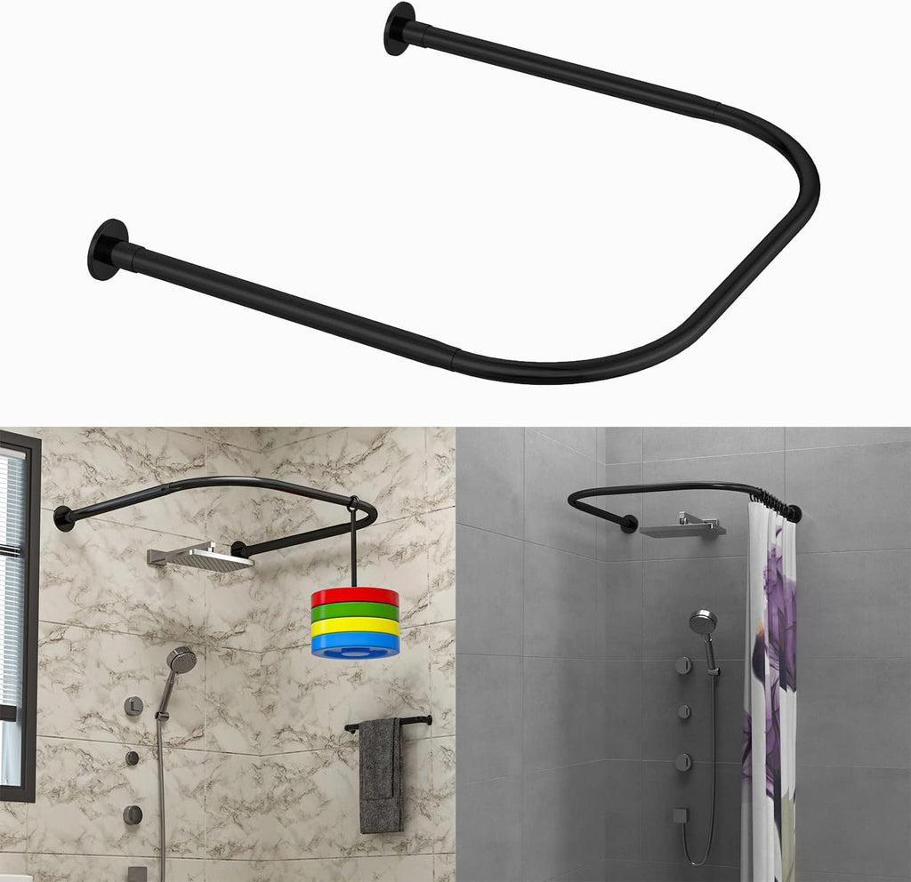 U Shower Curtain Rod Adjustable Stainless Steel U Shaped Rack Drill