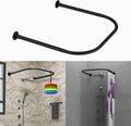 U Shower Curtain Rod Adjustable Stainless Steel U Shaped Rack Drill