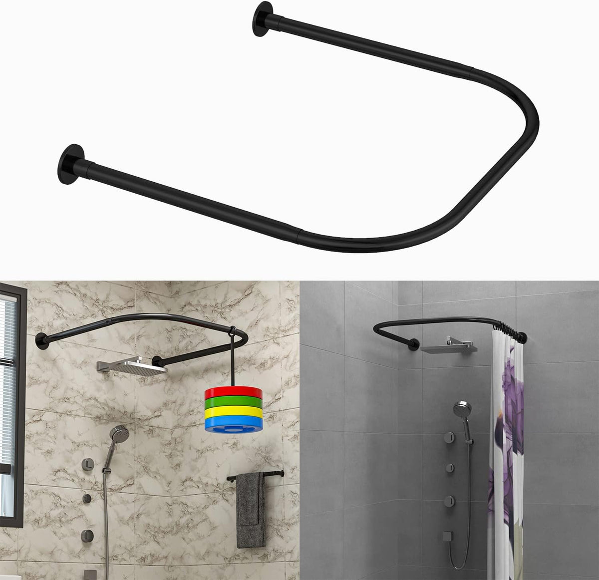 U Shower Curtain Rod Adjustable Stainless Steel U Shaped Rack Drill