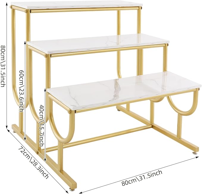 Metal Shoe Handbag Display Stand, 3 Tier Heavy Duty Display Riser Shelf - Image 2