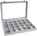 Wudygirl Jewelry Organizer Velvet Jewelry Tray 24 Grid Jewelry Box Earring by Wudygirl