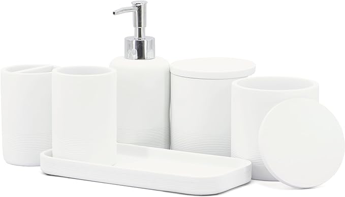 ZCCZ White Bathroom Accessories Set 6 Pieces by zccz