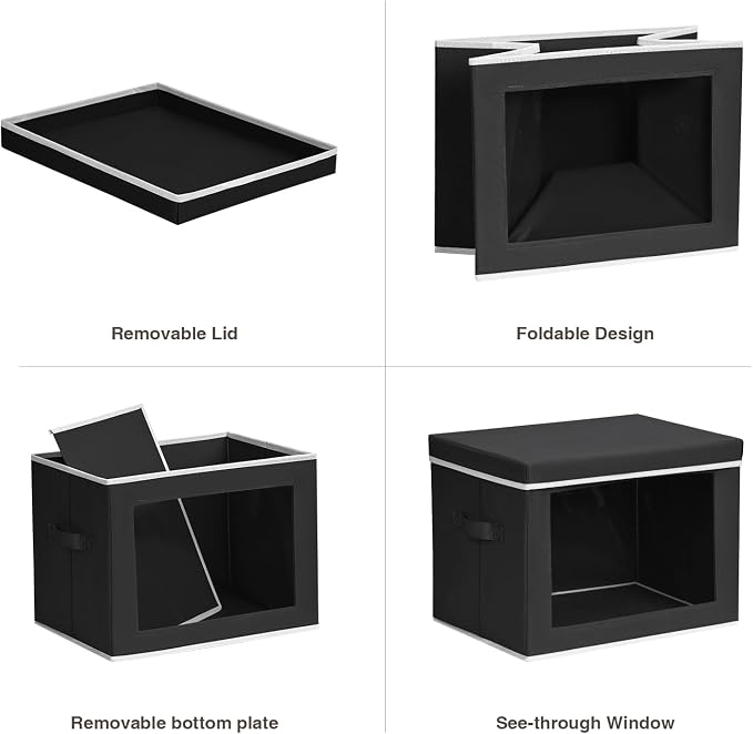Storage Bins with Lids, 3 Pack Large Storage Cubes with Window, Closet Bins - Image 7