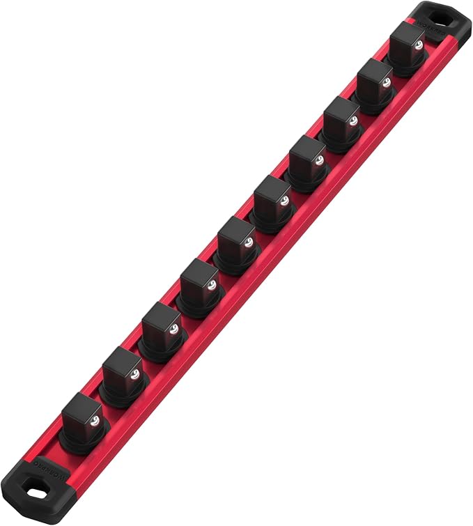 WORKPRO Magnetic Socket Organizer, 3/8-Inch Drive Aluminum Alloy Sockets Rail by WORKPRO