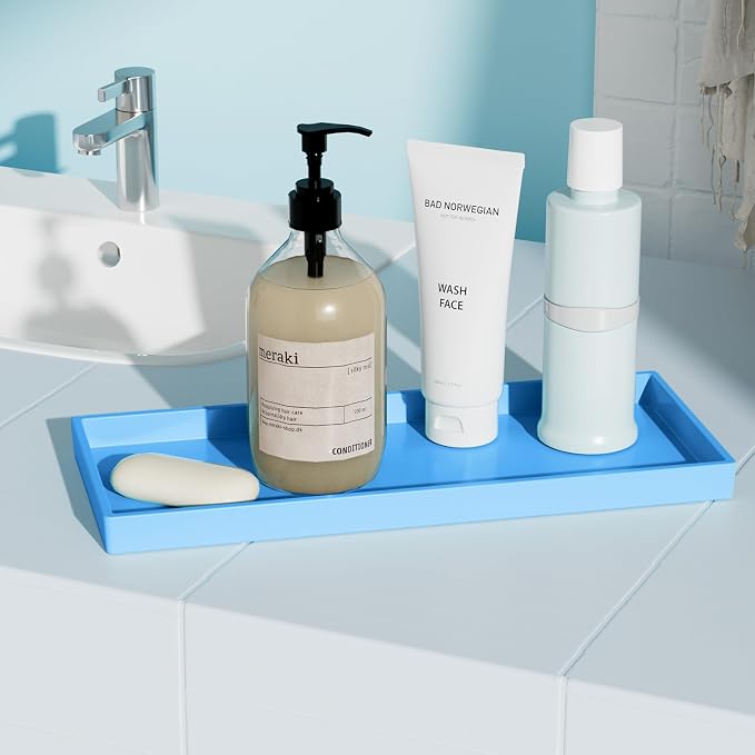 Vanity and Bathroom Tray, 11.8" ABS Countertop Organizer, Waterproof Vanity Tray - Image 3