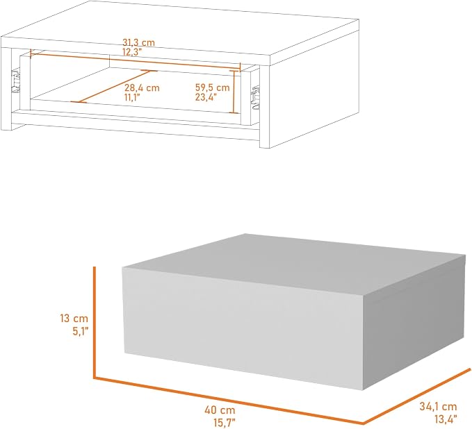 Floating Nightstand Milano, Compact Wall Mounted Bedside Table - Image 3